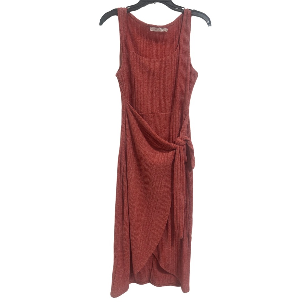 Lush Rust Sleeveless Wrap Dress
